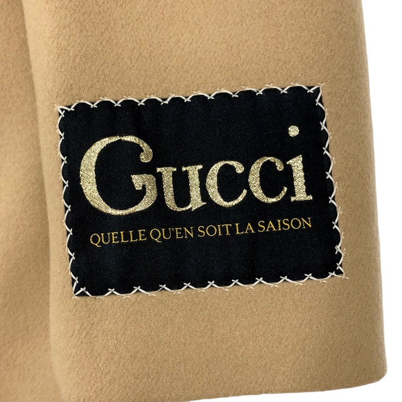 未使用 グッチ GUCCI シングルブレストコート アウター チェスター ロング ウール ベージュ ブラック