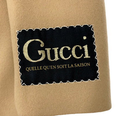 未使用 グッチ GUCCI シングルブレストコート アウター チェスター ロング ウール ベージュ ブラック