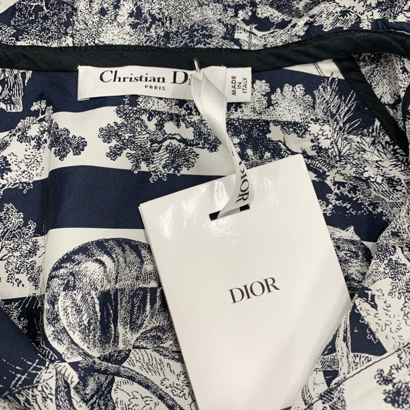 クリスチャンディオール CHRISTIAN DIOR ワンピース フロントジップ フーディ 半袖 ネイビー ホワイト