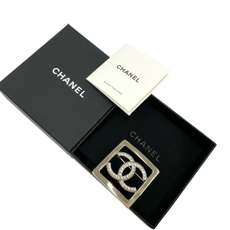 シャネル CHANEL ブローチ ゴールド ココマーク スクエア ラインストーン