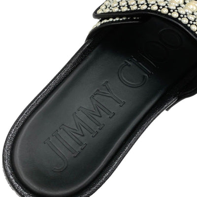 未使用 ジミーチュウ JIMMY CHOO Fitz/f サンダル フラットサンダル シャワーサンダル 靴 シューズ パール ブラック