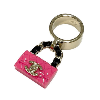 シャネル CHANEL リング 指輪 ゴールド ピンク ブラック ココマーク マトラッセ バッグチャーム