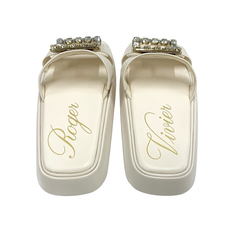 Roger Vivier Sandals, Shoes, Leather, Ivory, Flat Sandals, Mules, Strath Buckle, Bijoux