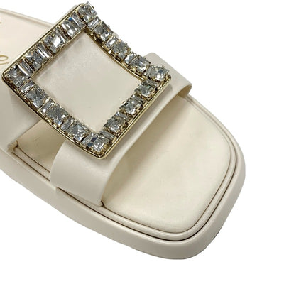 Roger Vivier Sandals, Shoes, Leather, Ivory, Flat Sandals, Mules, Strath Buckle, Bijoux