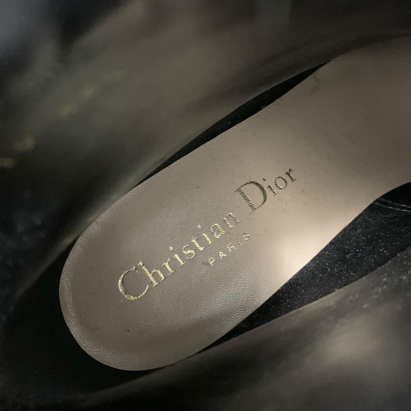 クリスチャンディオール CHRISTIAN DIOR ブーツ ショートブーツ 靴 シューズ レザー ニット ブラック 黒