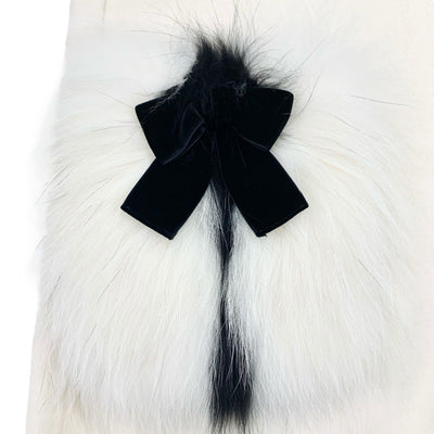 FENDI outerwear wool fox fur white black vest gilet ribbon sleeveless