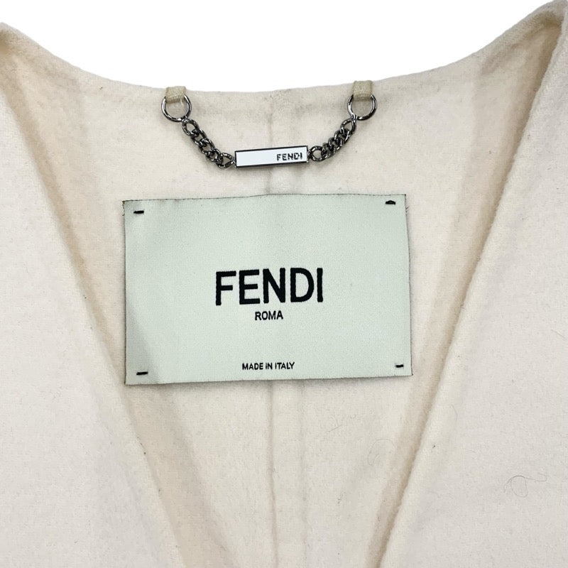 フェンディ FENDI アウター ウール フォックスファー ホワイト ブラック ベスト ジレ リボン ノースリーブ