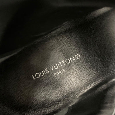 ルイヴィトン LOUIS VUITTON ムーンライトライン ブーツ ショートブーツ アンクルブーツ 靴 シューズ ベルト サテン ブルー