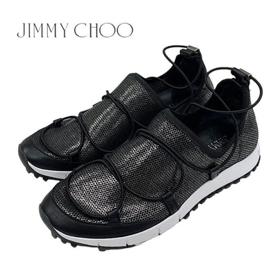 ジミーチュウ JIMMY CHOO ANDREA スニーカー スリッポン 靴 シューズ メタリック ドローコード メッシュ ブラック 黒