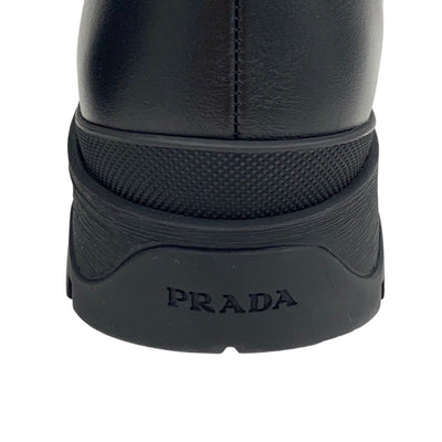 プラダ PRADA ブーツ ショートブーツ ミドルブーツ 靴 シューズ レースアップ レザー ファブリック ブラック 黒