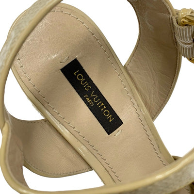 LOUIS VUITTON Starboard Line Monogram Sandals Shoes Fabric Beige Wedge Sole Espadrilles