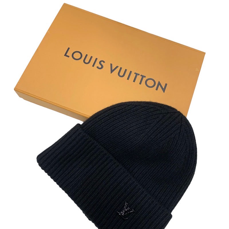 ルイヴィトン LOUIS VUITTON LVアヘッド ニット帽 ビーニー ニットキャップ 帽子 ロゴ カシミヤ ブラック