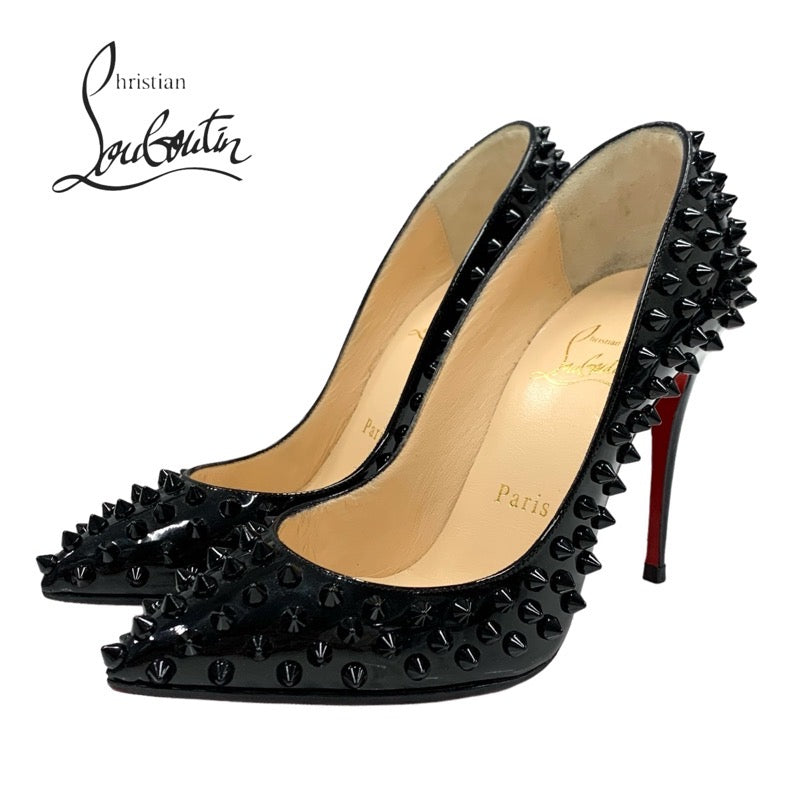 Christian Louboutin Pumps Shoes Patent Black Spikes Studs