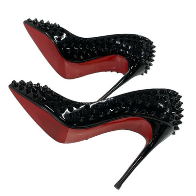 Christian Louboutin Pumps Shoes Patent Black Spikes Studs