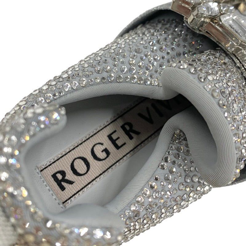 ロジェヴィヴィエ RogerVivier ヴィヴラン スニーカー ファブリック レザー シルバー ストラスバックル ビジュー ラインストーン