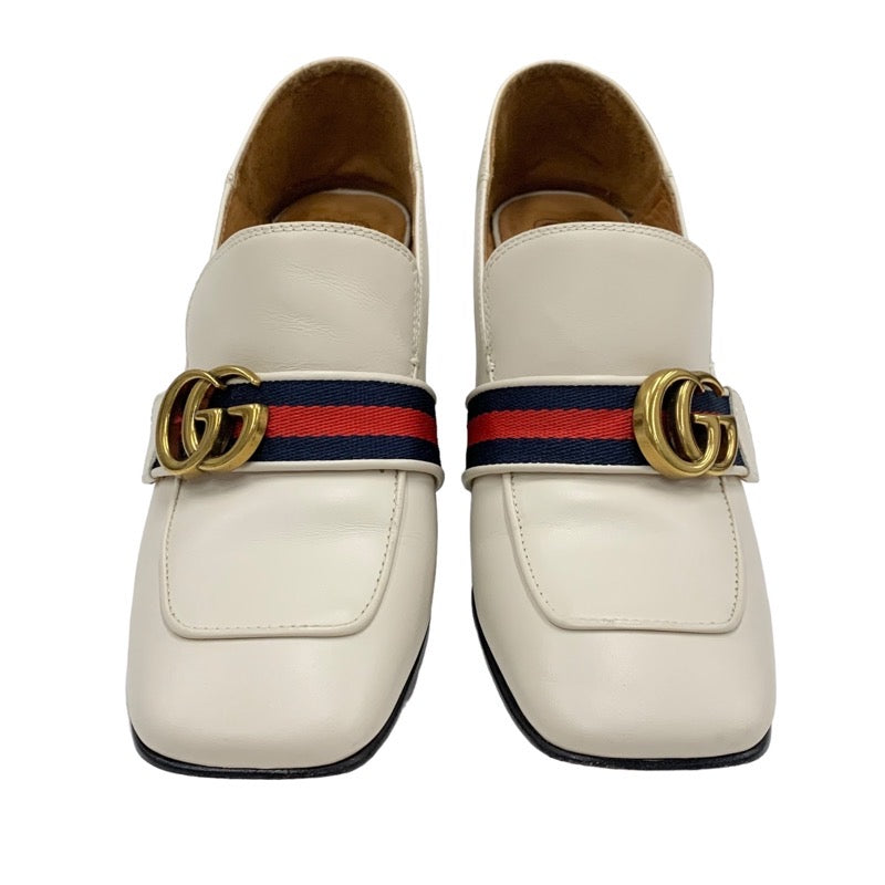 グッチ GUCCI ダブルG パンプス 靴 シューズ GGマーモント パール シェリーライン レザー ベージュ