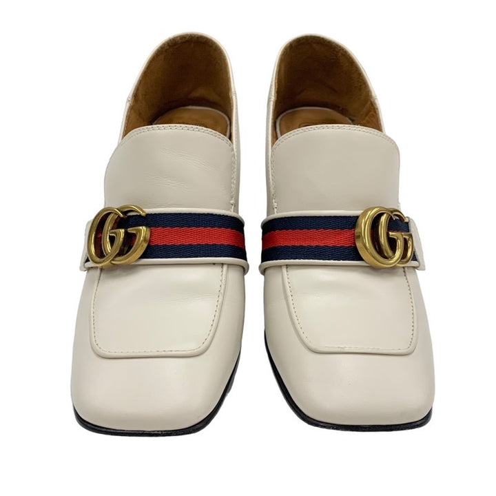 グッチ ダブルG レザー パール シェリーライン パンプス ベージュ グッチ GUCCI ダブルG パンプス 靴 シューズ GGマーモント