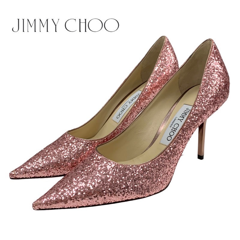 未使用 ジミーチュウ JIMMY CHOO LOVE 85 パンプス パーティーシューズ 靴 シューズ メタルヒール グリッター ピンク