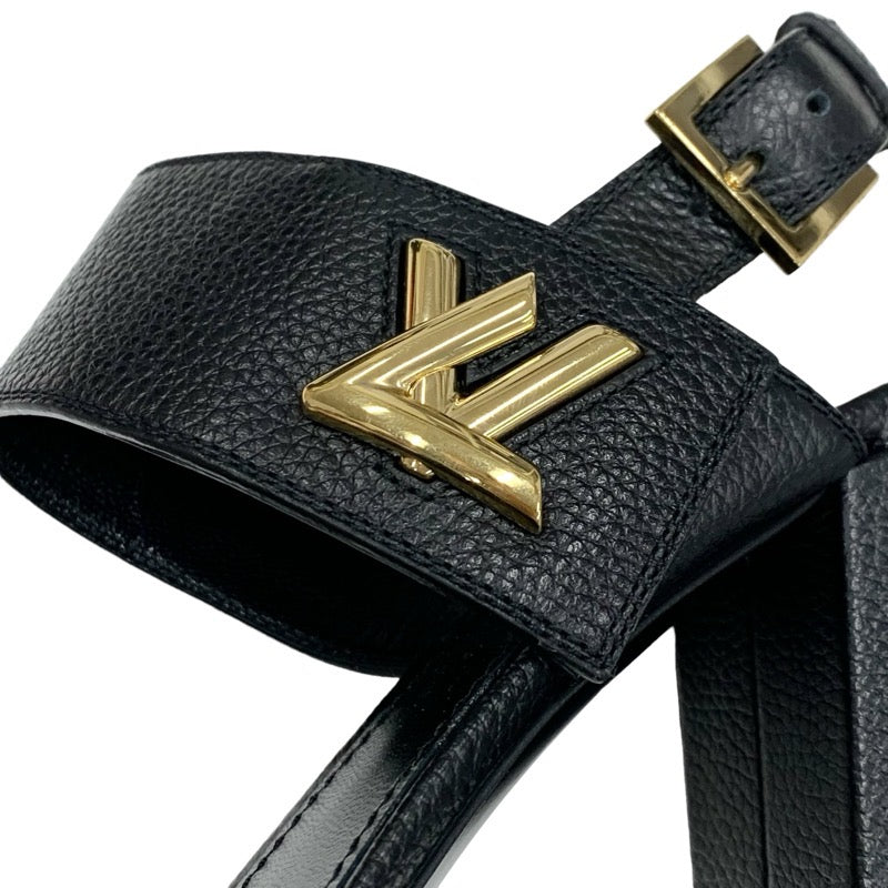 Louis Vuitton Horizon Line Sandals Shoes Leather Black Gold LV Metal Fittings