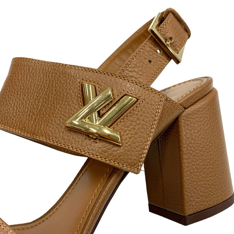 LOUIS VUITTON Horizon Line Sandals Shoes Leather Brown Gold LV Metal Fittings