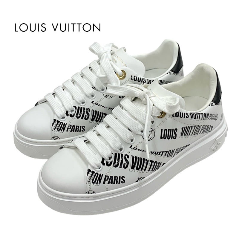 ルイヴィトン LOUIS VUITTON タイムアウトライン スニーカー 靴 シューズ ロゴ レザー ホワイト ブラック