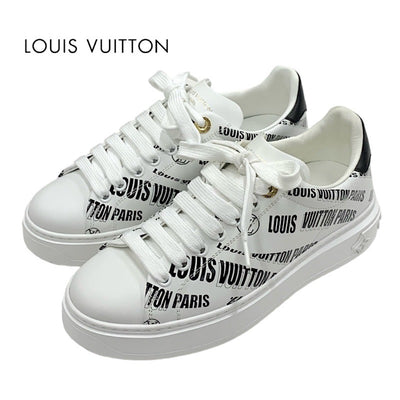 ルイヴィトン LOUIS VUITTON タイムアウトライン スニーカー 靴 シューズ ロゴ レザー ホワイト ブラック
