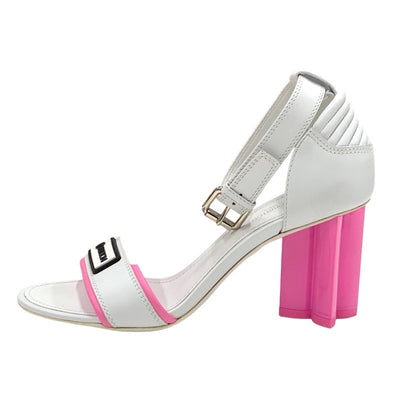 Louis Vuitton LOUIS VUITTON Silhouette Line Sandals Shoes Leather White Pink White Unused Logo Ankle Strap
