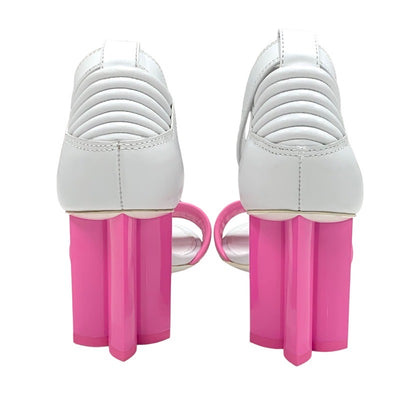 Louis Vuitton LOUIS VUITTON Silhouette Line Sandals Shoes Leather White Pink White Unused Logo Ankle Strap