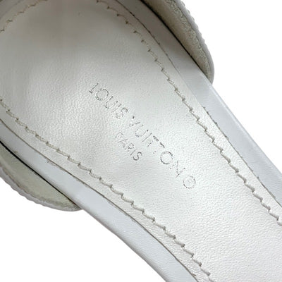 Louis Vuitton LOUIS VUITTON Silhouette Line Sandals Shoes Leather White Pink White Unused Logo Ankle Strap