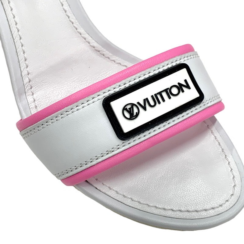Louis Vuitton LOUIS VUITTON Silhouette Line Sandals Shoes Leather White Pink White Unused Logo Ankle Strap