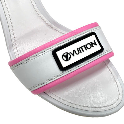 Louis Vuitton LOUIS VUITTON Silhouette Line Sandals Shoes Leather White Pink White Unused Logo Ankle Strap