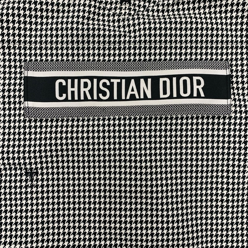 クリスチャンディオール CHRISTIAN DIOR トップス アノラック パーカー フーディ ハーフジップ ロゴ 千鳥格子 長袖 ブラック ホワイト