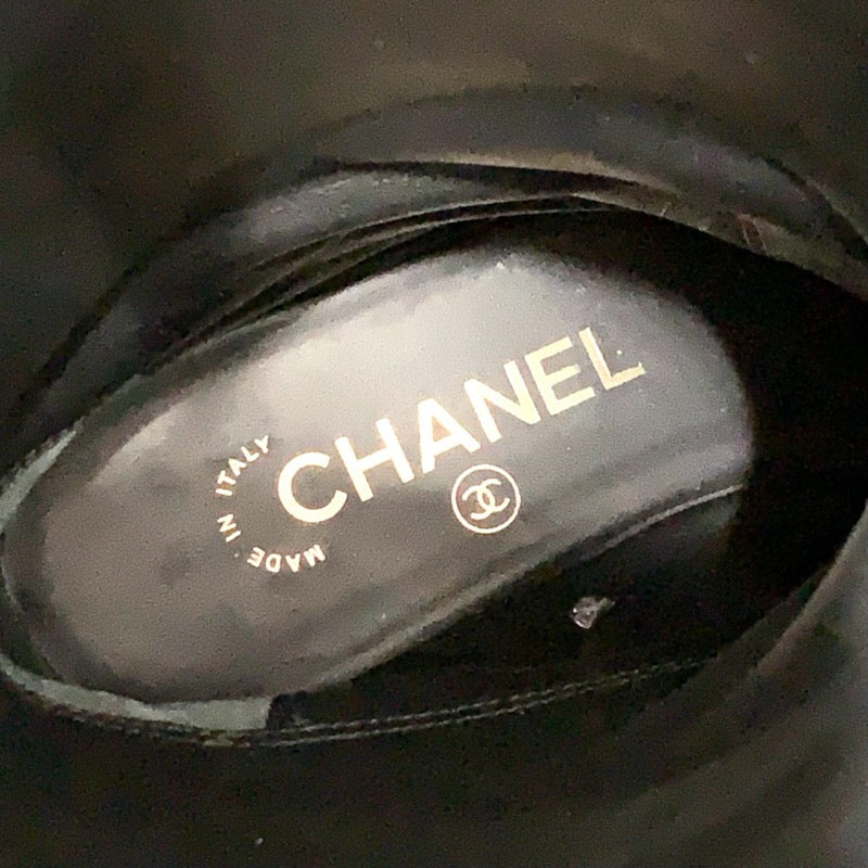 Chanel CHANEL boots, long boots, shoes, velour, black, black, coco mark