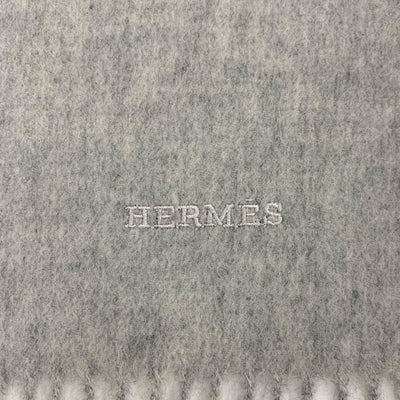 エルメス HERMES マフラー ストール カシミヤ ロゴ グレー