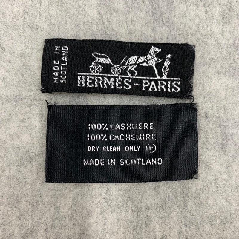 エルメス HERMES マフラー ストール カシミヤ ロゴ グレー