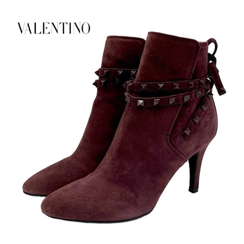 Valentino Boots, Short Boots, Shoes, Suede, Brown, Rock Studs