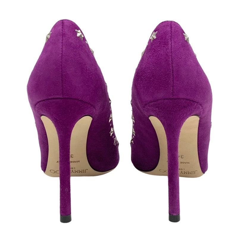 ジミーチュウ JIMMY CHOO ROMY 100 パンプス 靴 シューズ スエード パープル シルバー スター スタッズ