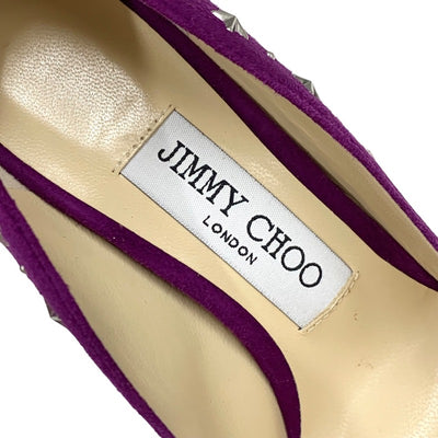 ジミーチュウ JIMMY CHOO ROMY 100 パンプス 靴 シューズ スエード パープル シルバー スター スタッズ