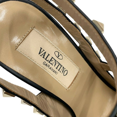 ヴァレンティノ VALENTINO パンプス 靴 シューズ レザー ブラック 黒 ゴールド サンダル ロックスタッズ