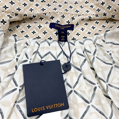 ルイヴィトン LOUIS VUITTON LV バイ・ザ・プール ブラウス シャツ コットン ベージュ 未使用 モノグラム ケープ クロップド丈 半袖