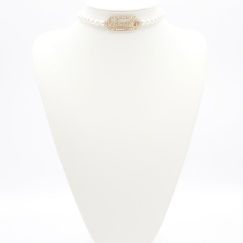 シャネル CHANEL ネックレス チョーカー ゴールド ココマーク ロゴ パール ラインストーン