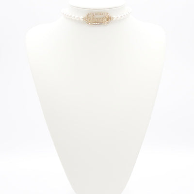 シャネル CHANEL ネックレス チョーカー ゴールド ココマーク ロゴ パール ラインストーン