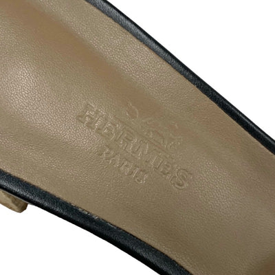 エルメス HERMES オアジス サンダル 靴 シューズ レザー ブラック 黒 ミュール