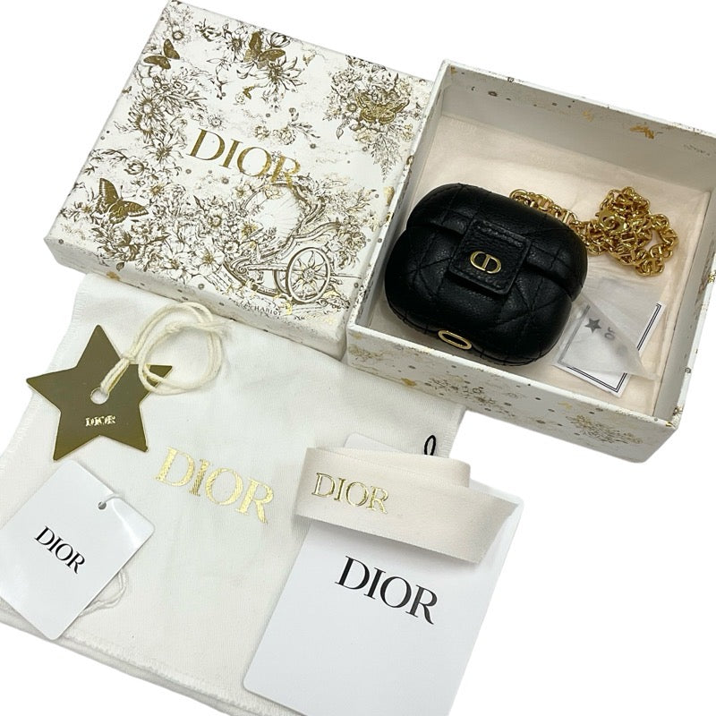 クリスチャンディオール CHRISTIAN DIOR カナージュ ブラック ゴールド CD チェーン airpodsケース