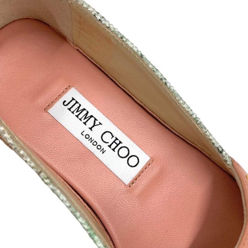 未使用 ジミーチュウ JIMMY CHOO DRU FLAT フラットシューズ 靴 シューズ エスパドリーユ ロゴ グラデーション キャンバス ピンク系