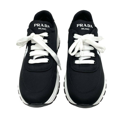 未使用 プラダ PRADA スニーカー 靴 シューズ ロゴ ナイロン ブラック ホワイト