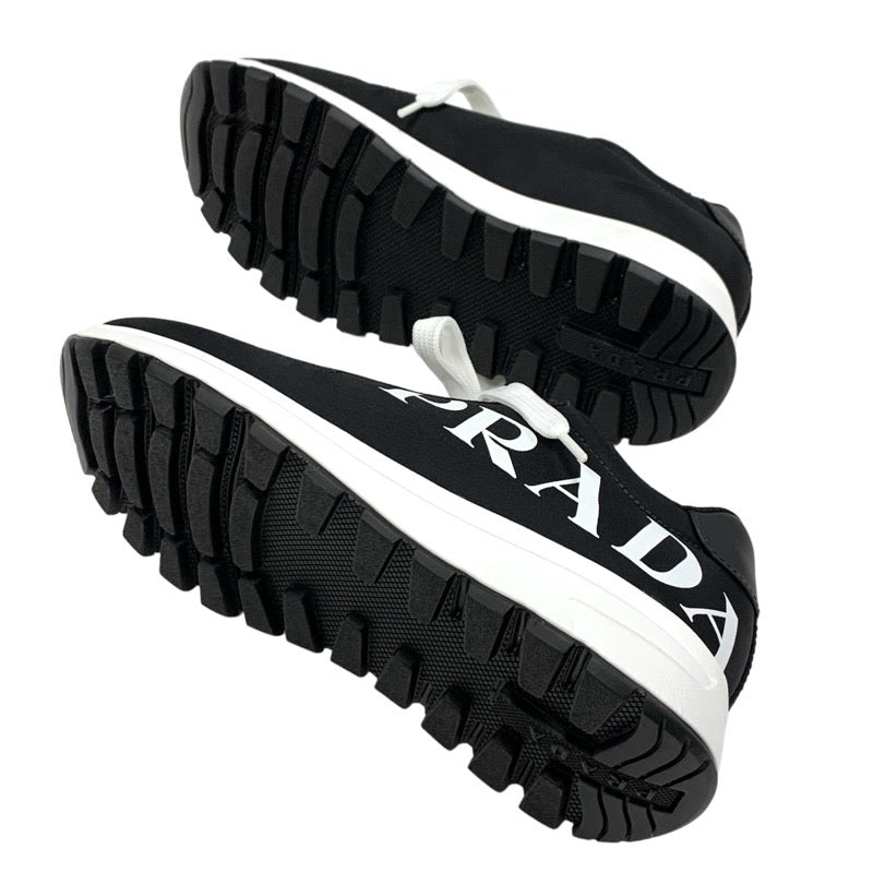 未使用 プラダ PRADA スニーカー 靴 シューズ ロゴ ナイロン ブラック ホワイト
