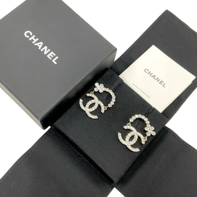 シャネル CHANEL ピアス イヤリング ゴールド ココマーク フラワー ラインストーン