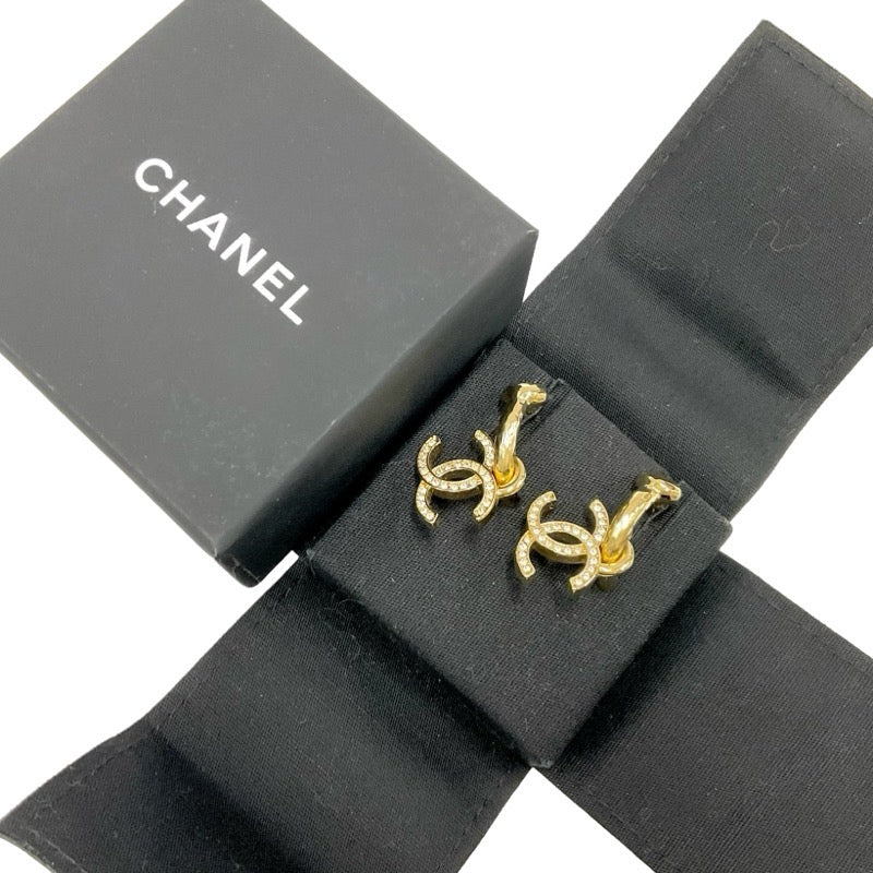 シャネル CHANEL ピアス イヤリング ゴールド フープピアス ココマーク ラインストーン ハート