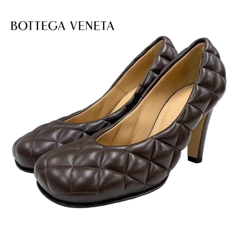 未使用 ボッテガヴェネタ BOTTEGAVENETA パンプス 靴 シューズ キルティング レザー ブラウン